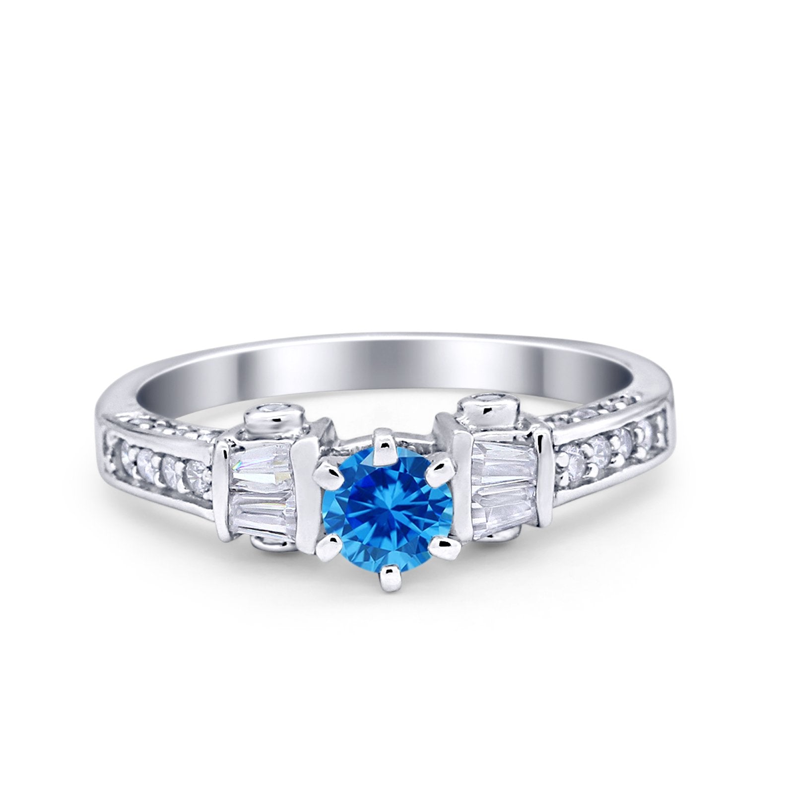 Solitaire Accent Wedding Ring Simulated Cubic Zirconia 925 Sterling Silver