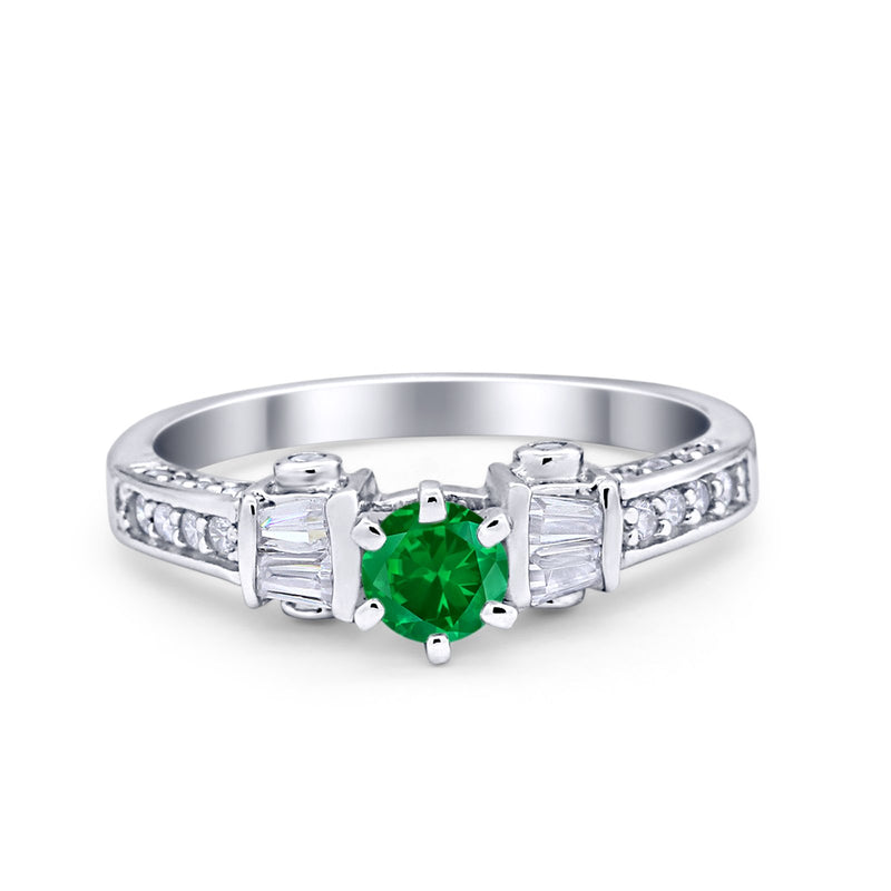 Solitaire Accent Wedding Ring Simulated Cubic Zirconia 925 Sterling Silver