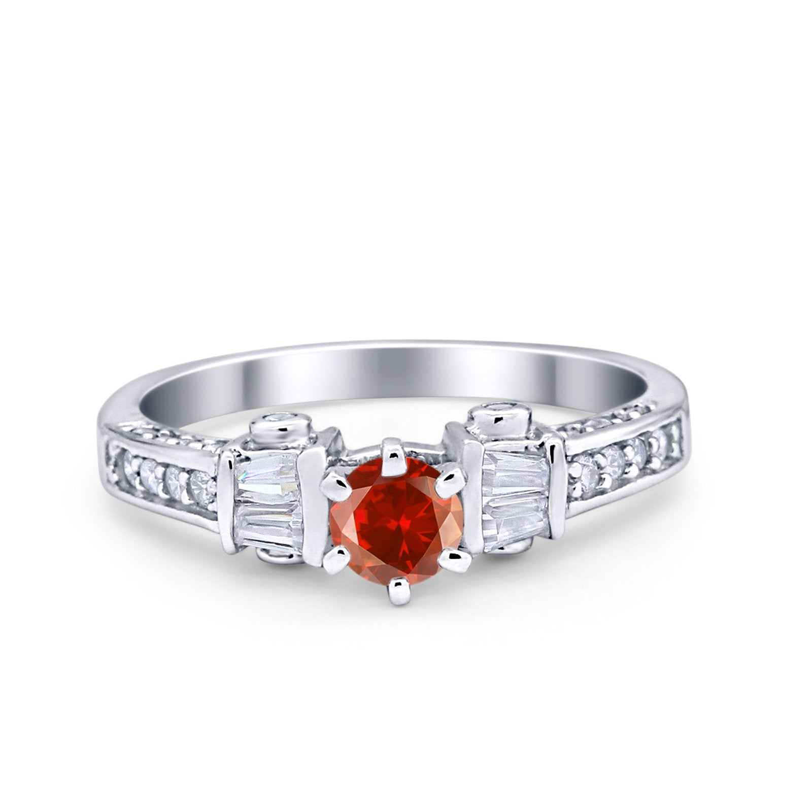 Solitaire Accent Wedding Ring Simulated Cubic Zirconia 925 Sterling Silver