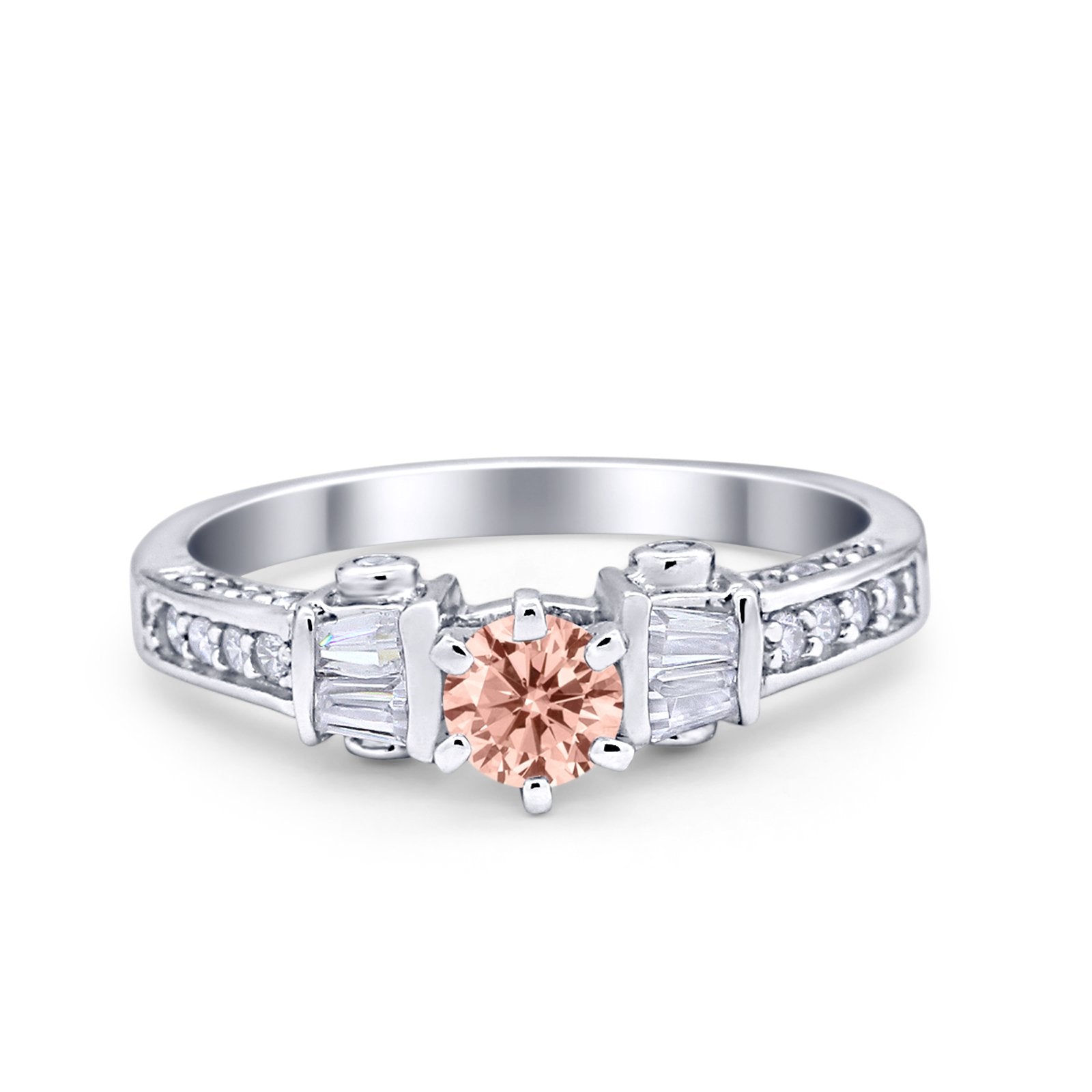 Solitaire Accent Wedding Ring Simulated Cubic Zirconia 925 Sterling Silver