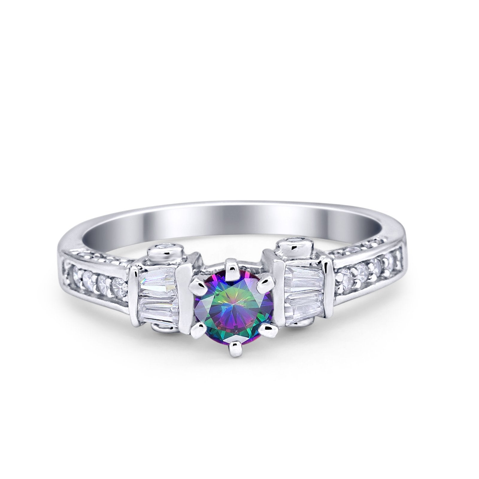 Solitaire Accent Wedding Ring Simulated Cubic Zirconia 925 Sterling Silver