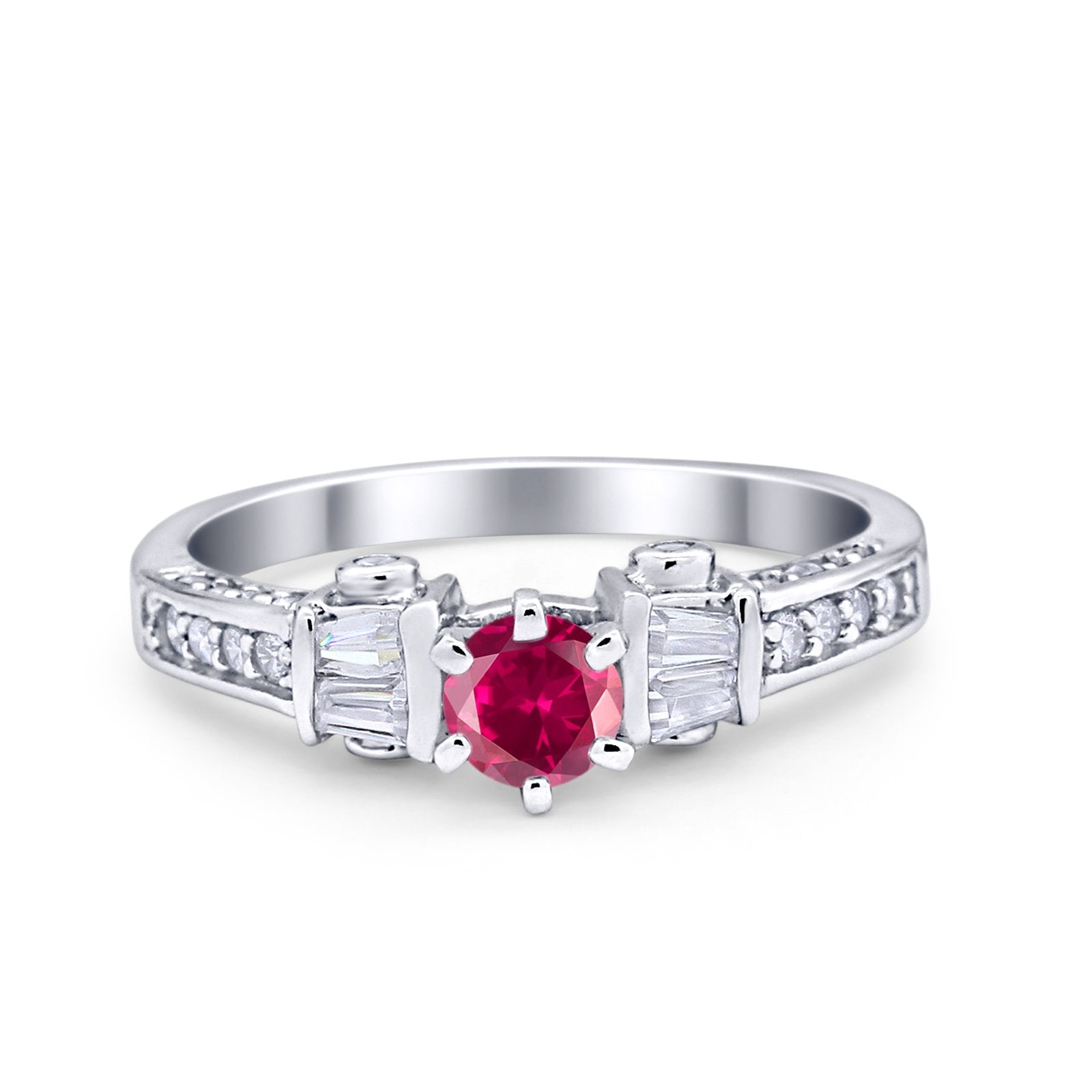 Solitaire Accent Wedding Ring Simulated Cubic Zirconia 925 Sterling Silver