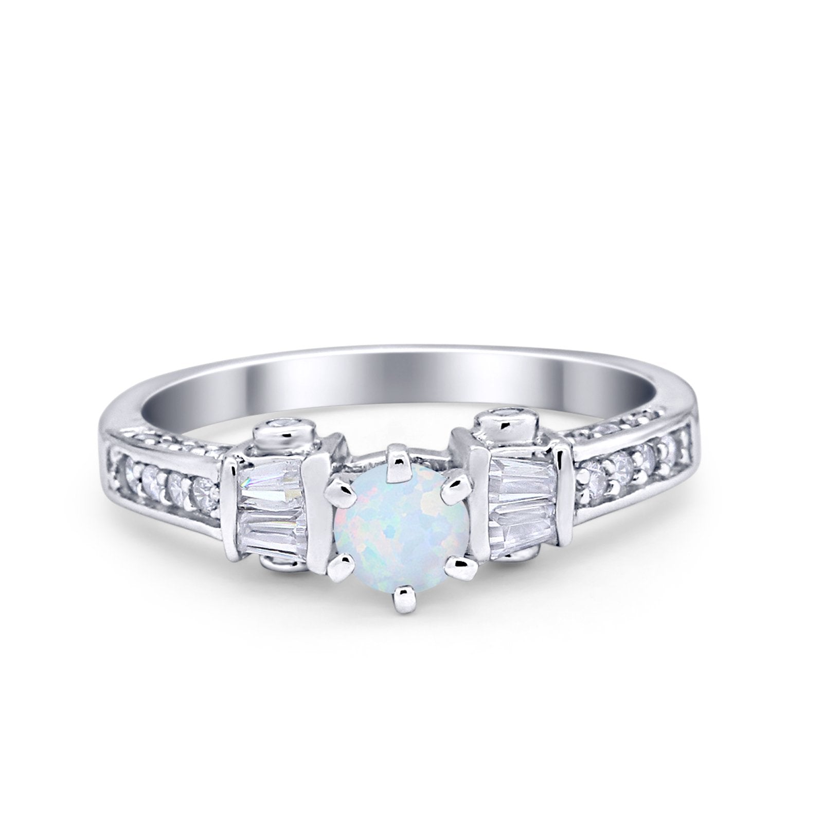 Solitaire Accent Wedding Ring Simulated Cubic Zirconia 925 Sterling Silver