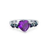 Heart Promise Wedding Ring Simulated Rainbow Cubic Zirconia 925 Sterling Silver