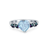 Heart Promise Wedding Ring Simulated Rainbow Cubic Zirconia 925 Sterling Silver