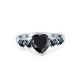 Heart Promise Wedding Ring Simulated Rainbow Cubic Zirconia 925 Sterling Silver