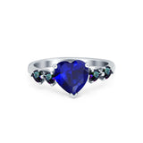 Heart Promise Wedding Ring Simulated Rainbow Cubic Zirconia 925 Sterling Silver