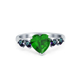 Heart Promise Wedding Ring Simulated Rainbow Cubic Zirconia 925 Sterling Silver