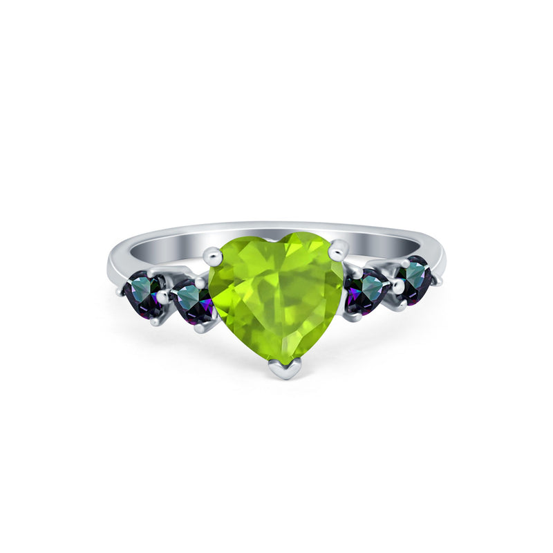 Heart Promise Wedding Ring Simulated Rainbow Cubic Zirconia 925 Sterling Silver