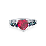 Heart Promise Wedding Ring Simulated Rainbow Cubic Zirconia 925 Sterling Silver