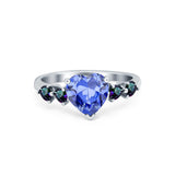 Heart Promise Wedding Ring Simulated Rainbow Cubic Zirconia 925 Sterling Silver