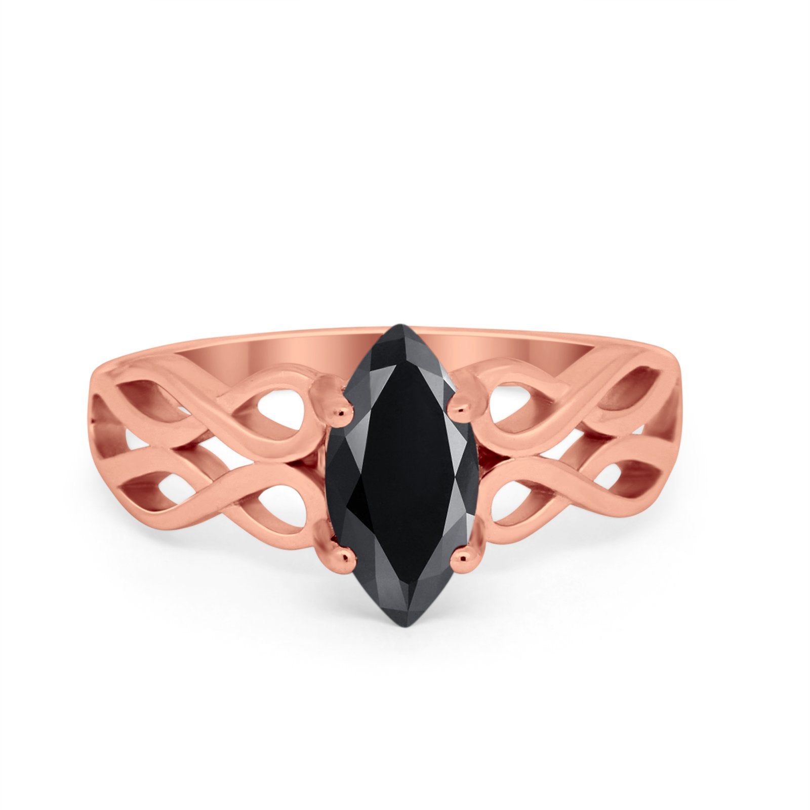 Marquise Simulated Cubic Zirconia Infinity Shank Ring 925 Sterling Silver