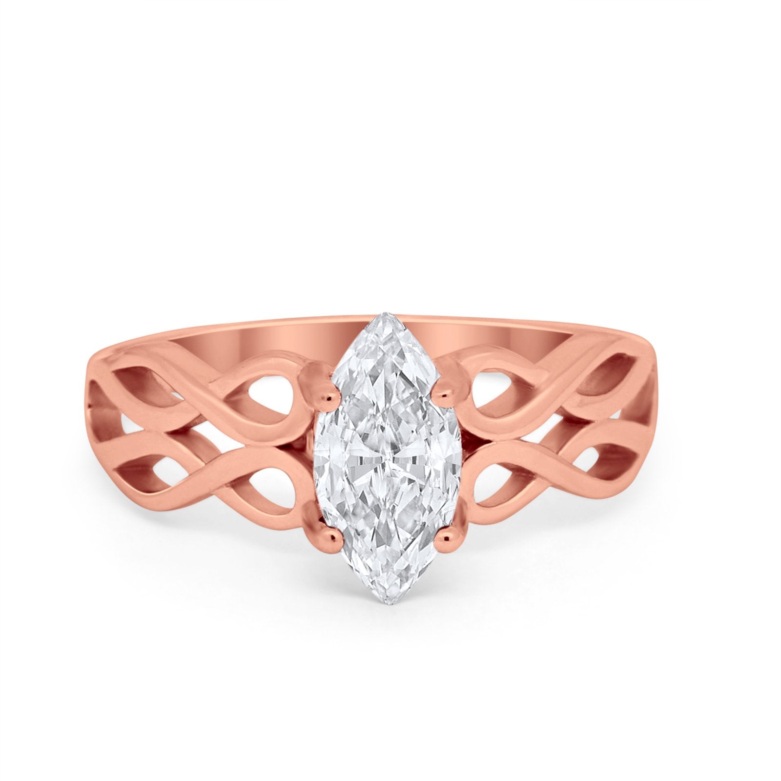 Marquise Simulated Cubic Zirconia Infinity Shank Ring 925 Sterling Silver