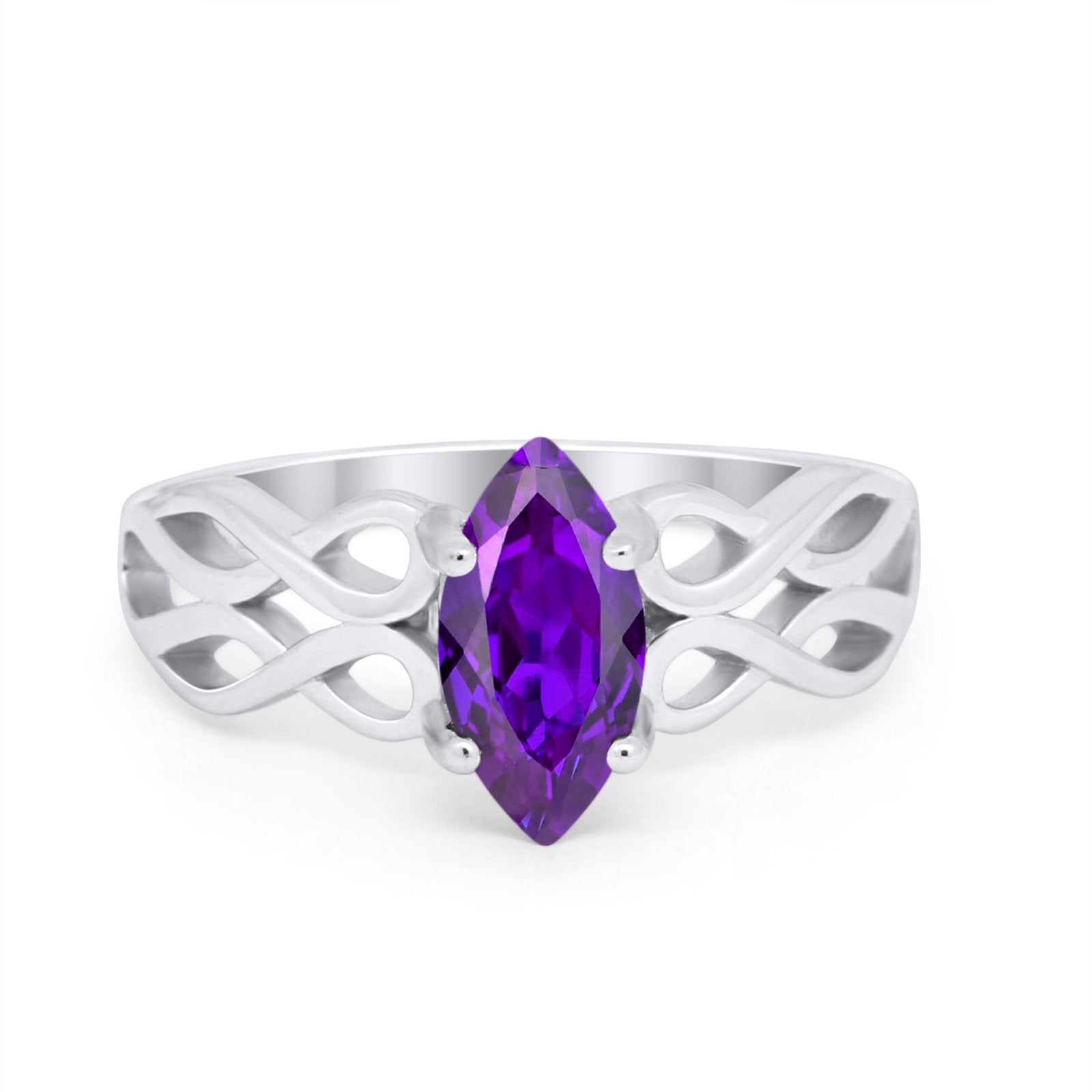 Marquise Simulated Cubic Zirconia Infinity Shank Ring 925 Sterling Silver