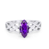 Marquise Simulated Cubic Zirconia Infinity Shank Ring 925 Sterling Silver