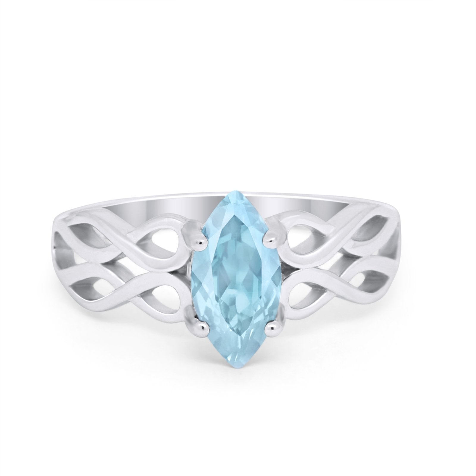 Marquise Simulated Cubic Zirconia Infinity Shank Ring 925 Sterling Silver