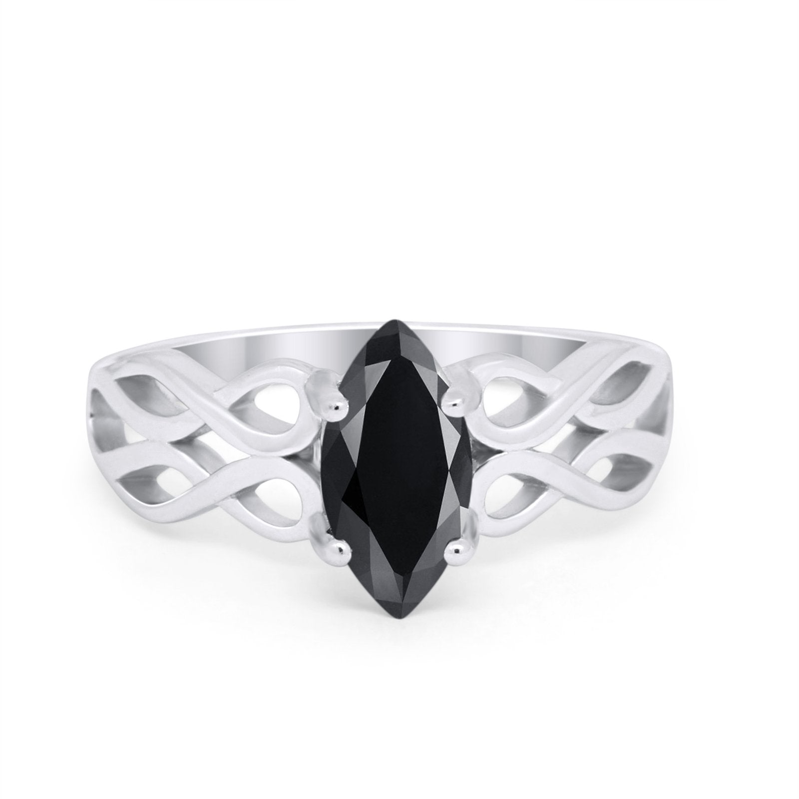 Marquise Simulated Cubic Zirconia Infinity Shank Ring 925 Sterling Silver