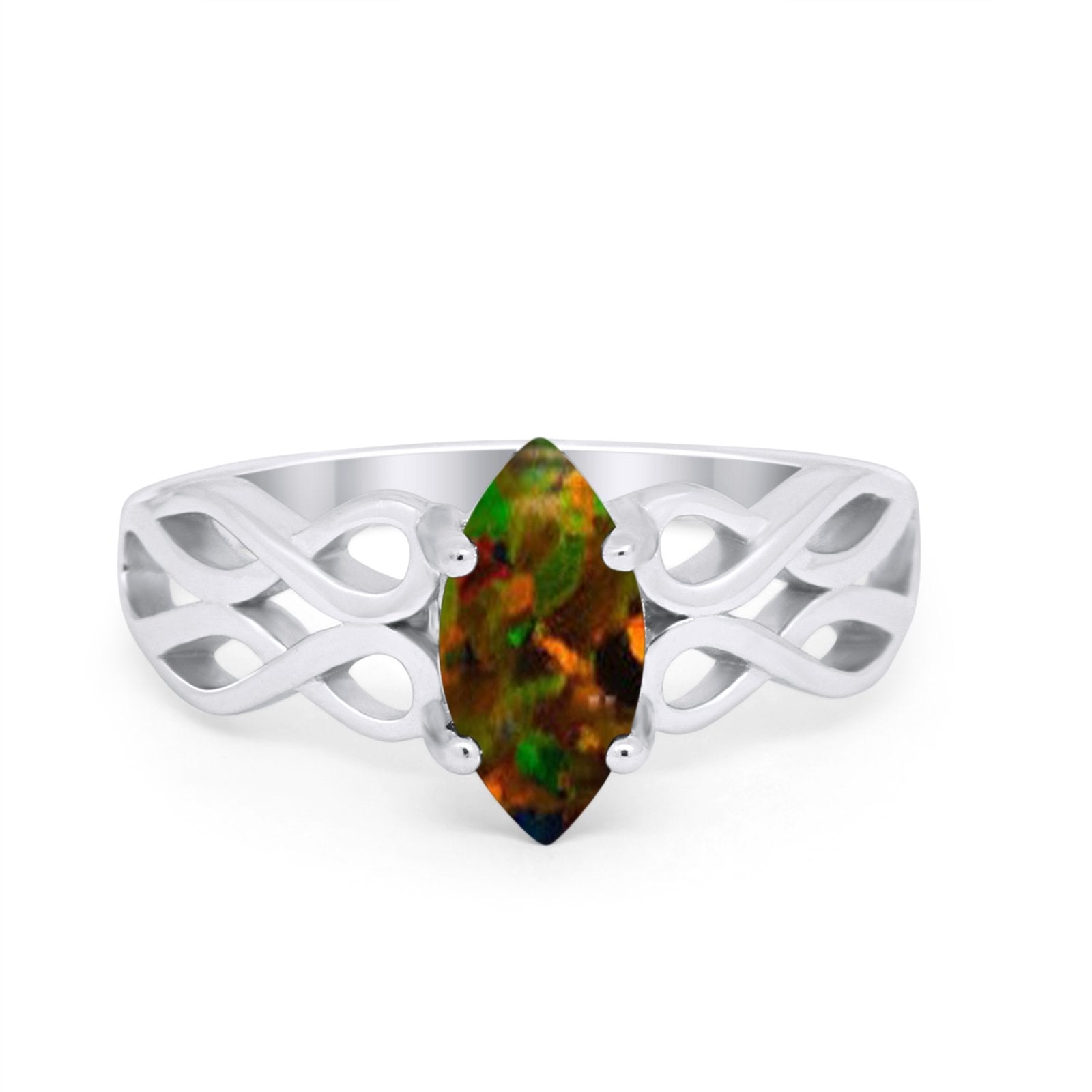 Marquise Simulated Cubic Zirconia Infinity Shank Ring 925 Sterling Silver