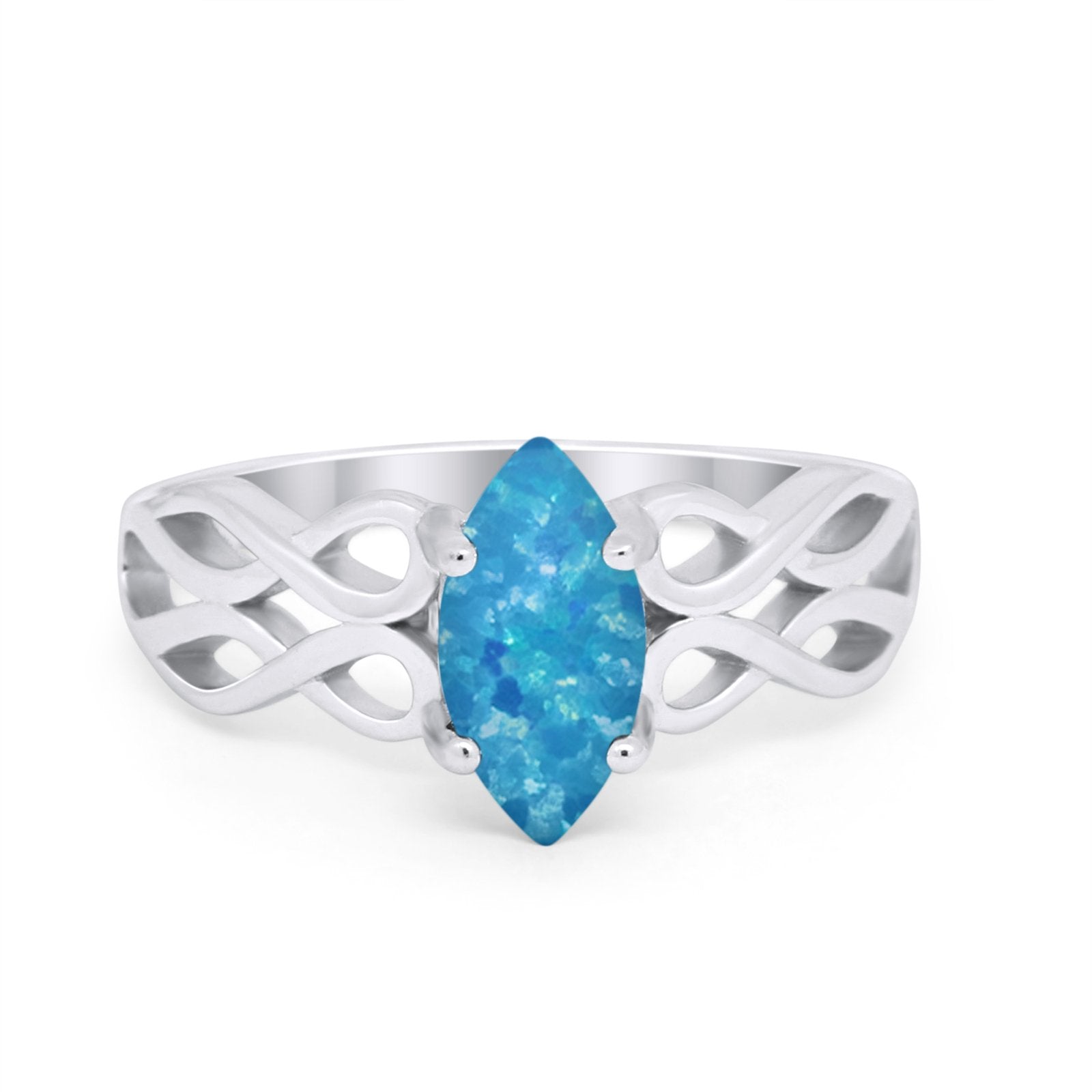 Marquise Simulated Cubic Zirconia Infinity Shank Ring 925 Sterling Silver
