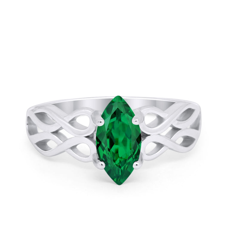 Marquise Simulated Cubic Zirconia Infinity Shank Ring 925 Sterling Silver