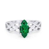 Marquise Simulated Cubic Zirconia Infinity Shank Ring 925 Sterling Silver