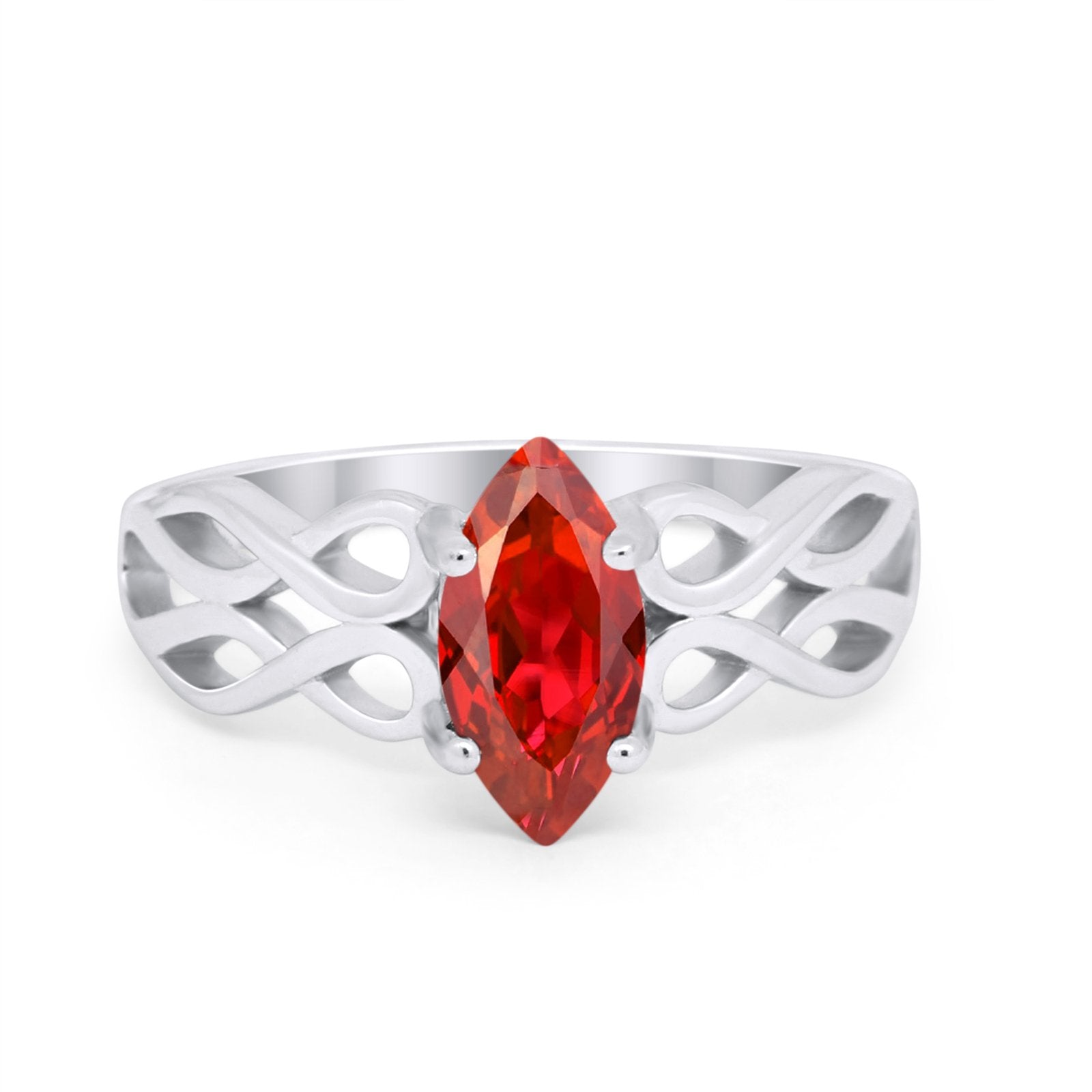 Marquise Simulated Cubic Zirconia Infinity Shank Ring 925 Sterling Silver