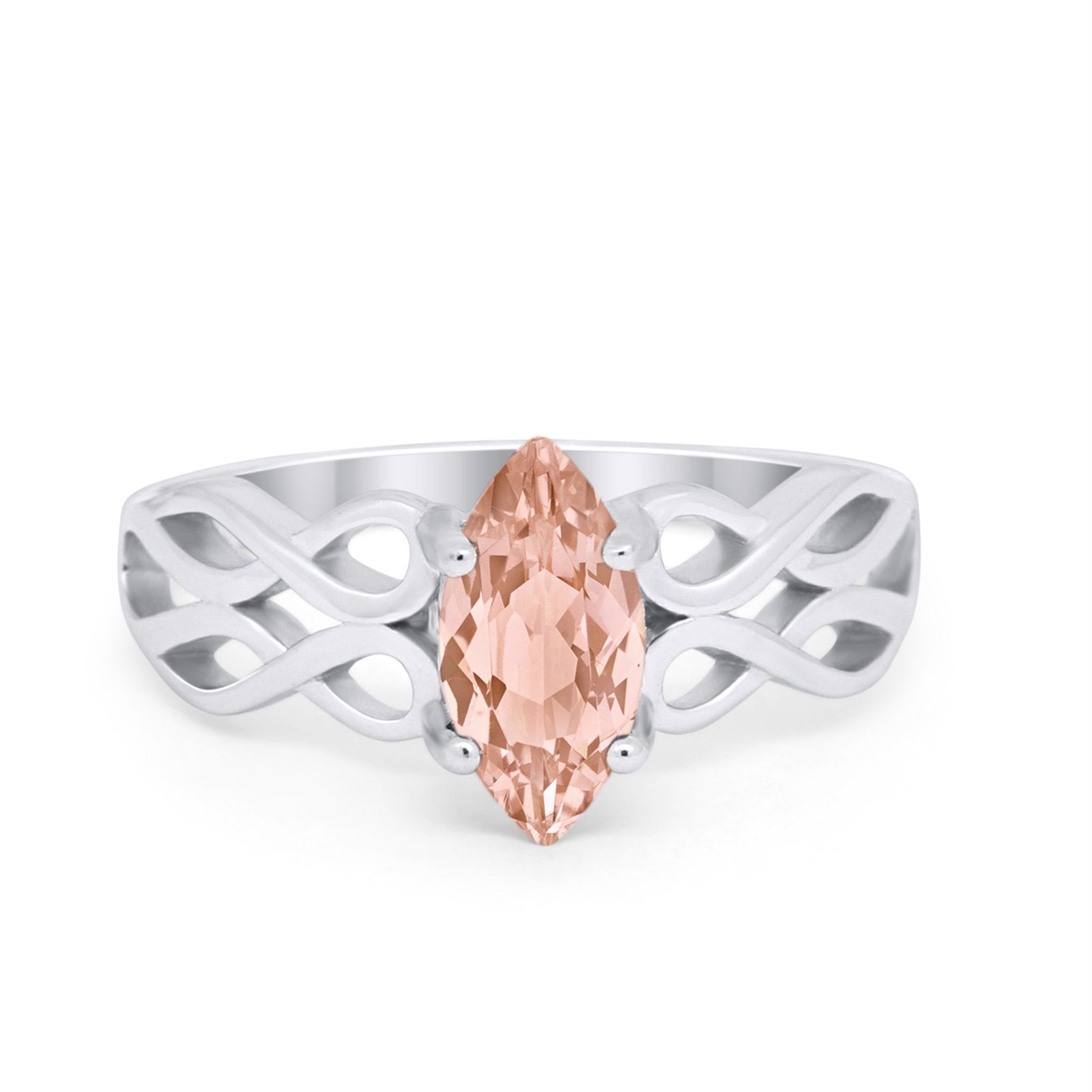 Marquise Simulated Cubic Zirconia Infinity Shank Ring 925 Sterling Silver