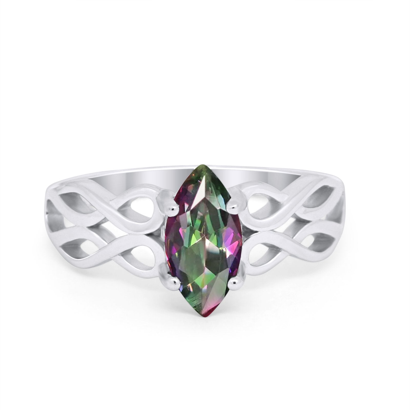 Marquise Simulated Cubic Zirconia Infinity Shank Ring 925 Sterling Silver