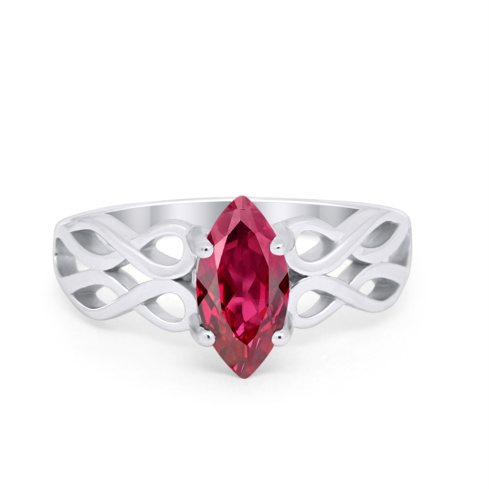 Marquise Simulated Cubic Zirconia Infinity Shank Ring 925 Sterling Silver