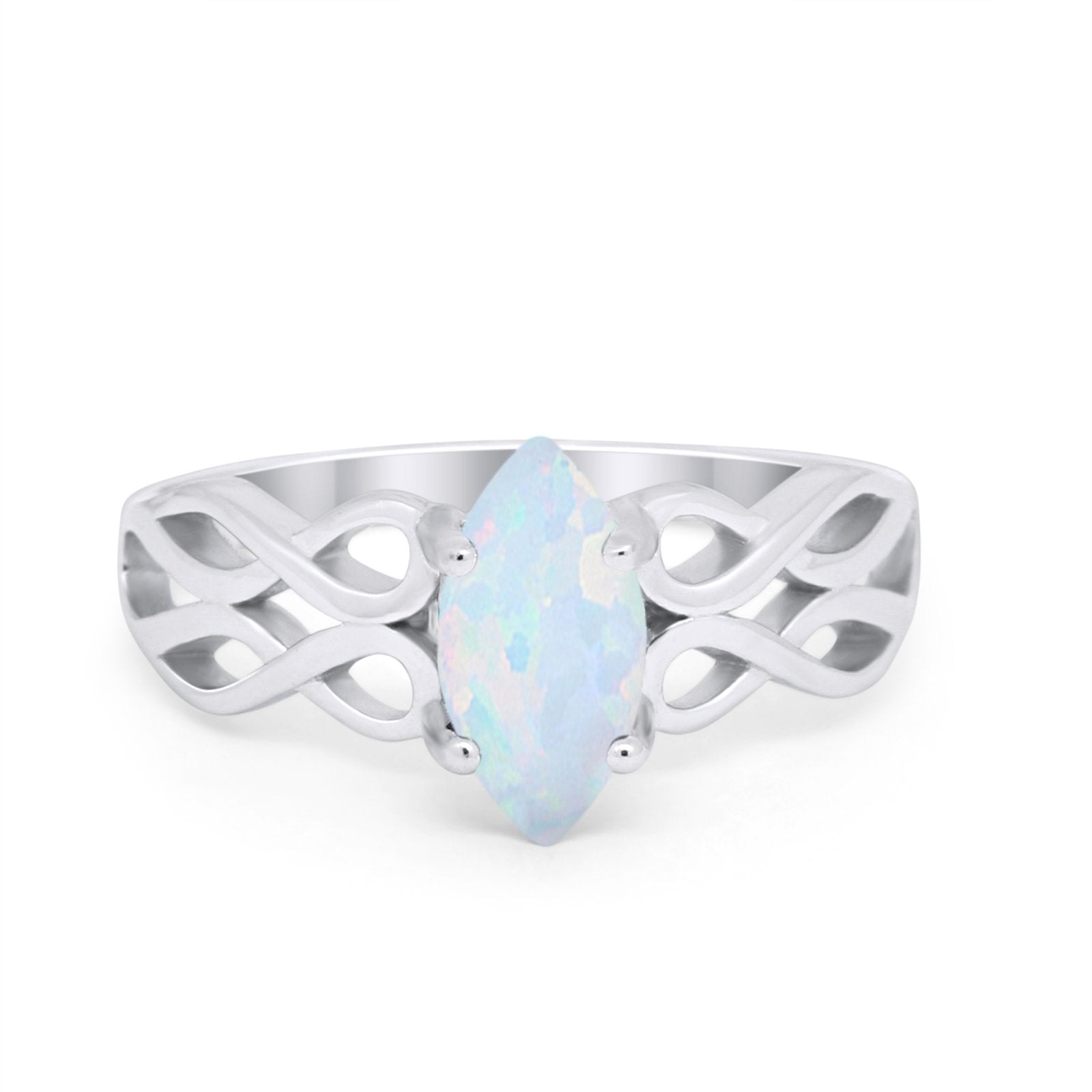Marquise Simulated Cubic Zirconia Infinity Shank Ring 925 Sterling Silver