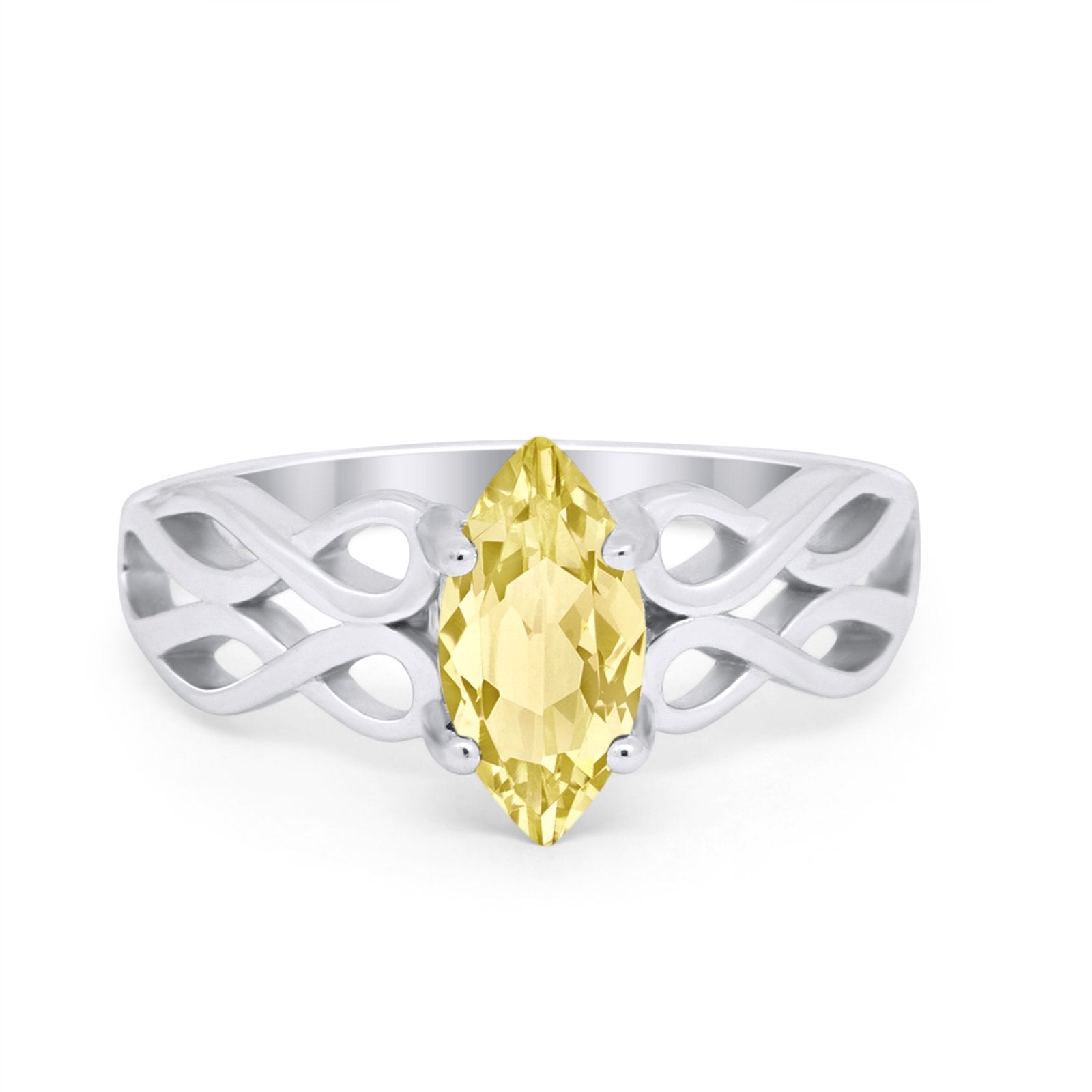 Marquise Simulated Cubic Zirconia Infinity Shank Ring 925 Sterling Silver