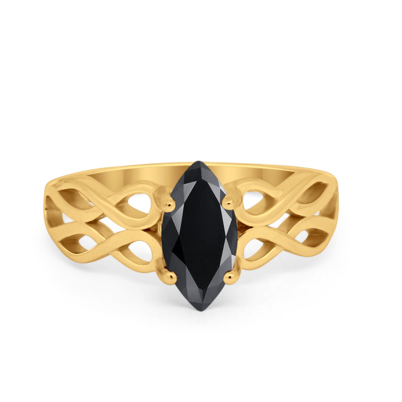 Marquise Simulated Cubic Zirconia Infinity Shank Ring 925 Sterling Silver