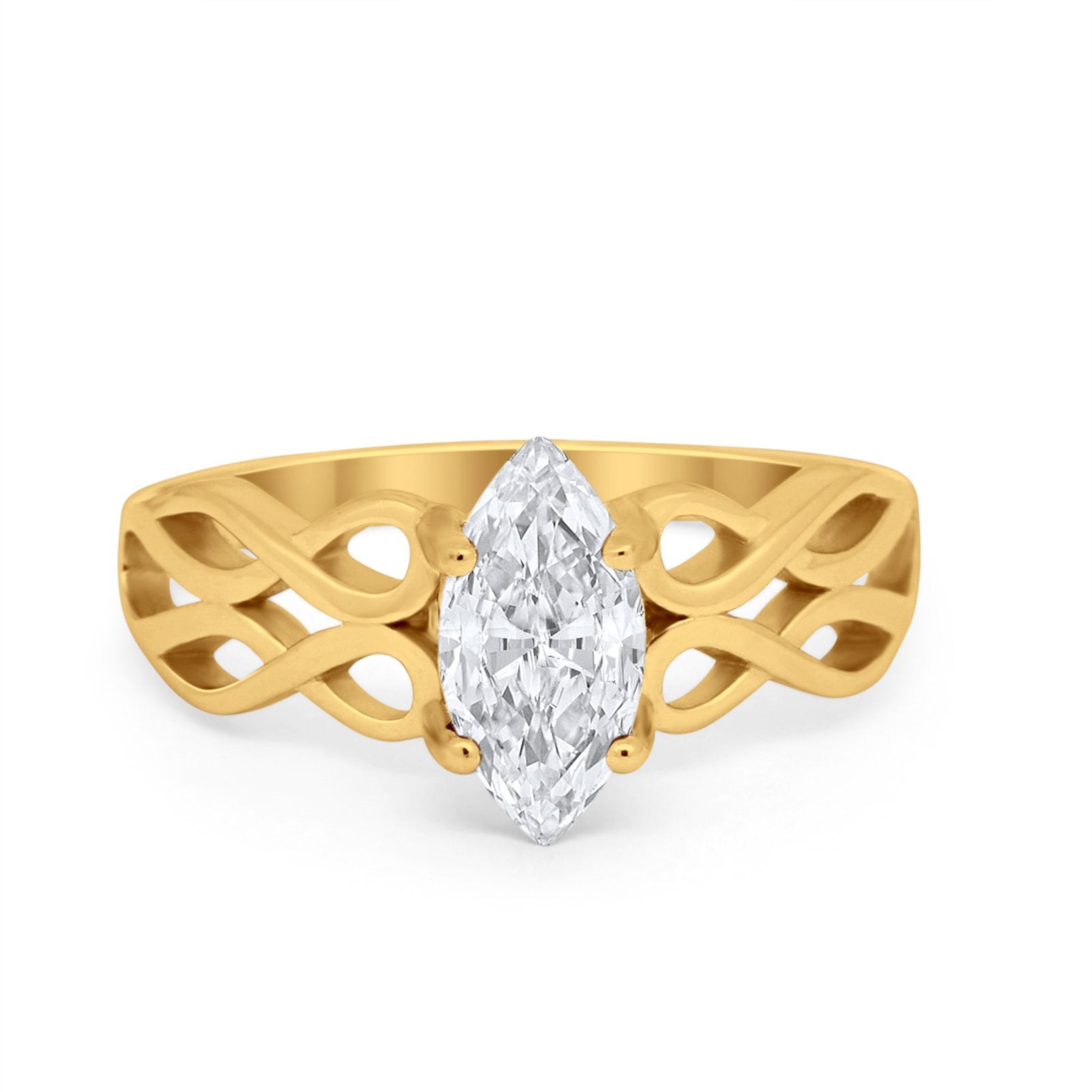 Marquise Simulated Cubic Zirconia Infinity Shank Ring 925 Sterling Silver