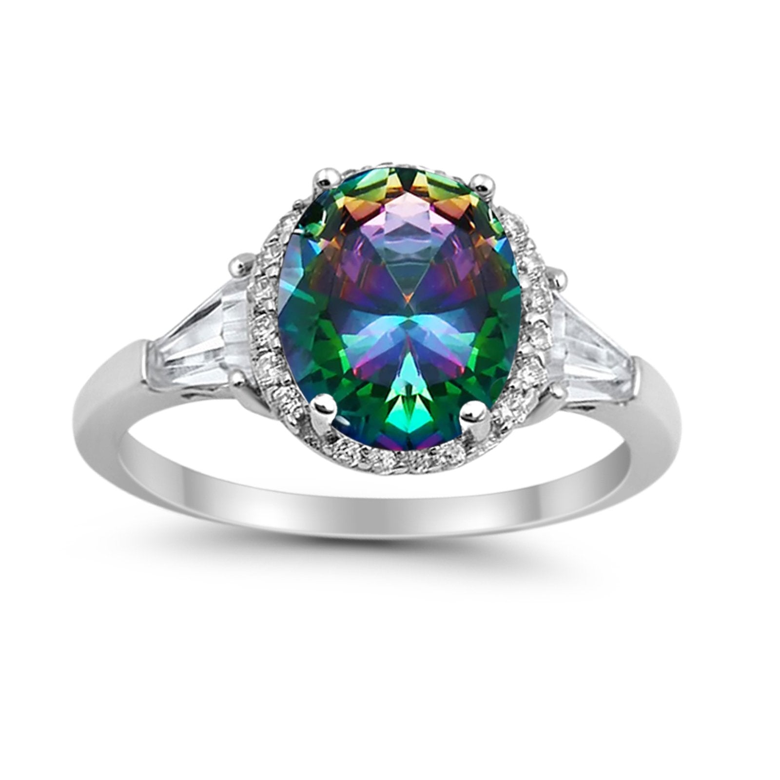 Cocktail Halo Wedding Ring Simulated Cubic Zirconia 925 Sterling Silver