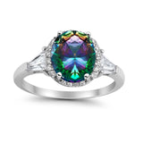 Cocktail Halo Wedding Ring Simulated Cubic Zirconia 925 Sterling Silver
