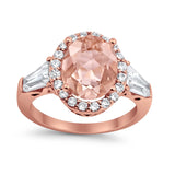 Halo Fashion Ring Round Baguette Simulated CZ 925 Sterling Silver