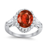 Halo Fashion Ring Round Baguette Simulated CZ 925 Sterling Silver