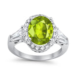 Halo Fashion Ring Round Baguette Simulated CZ 925 Sterling Silver