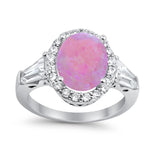 Halo Fashion Ring Round Baguette Simulated CZ 925 Sterling Silver