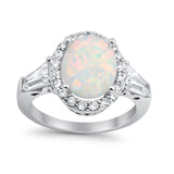 Halo Fashion Ring Round Baguette Simulated CZ 925 Sterling Silver