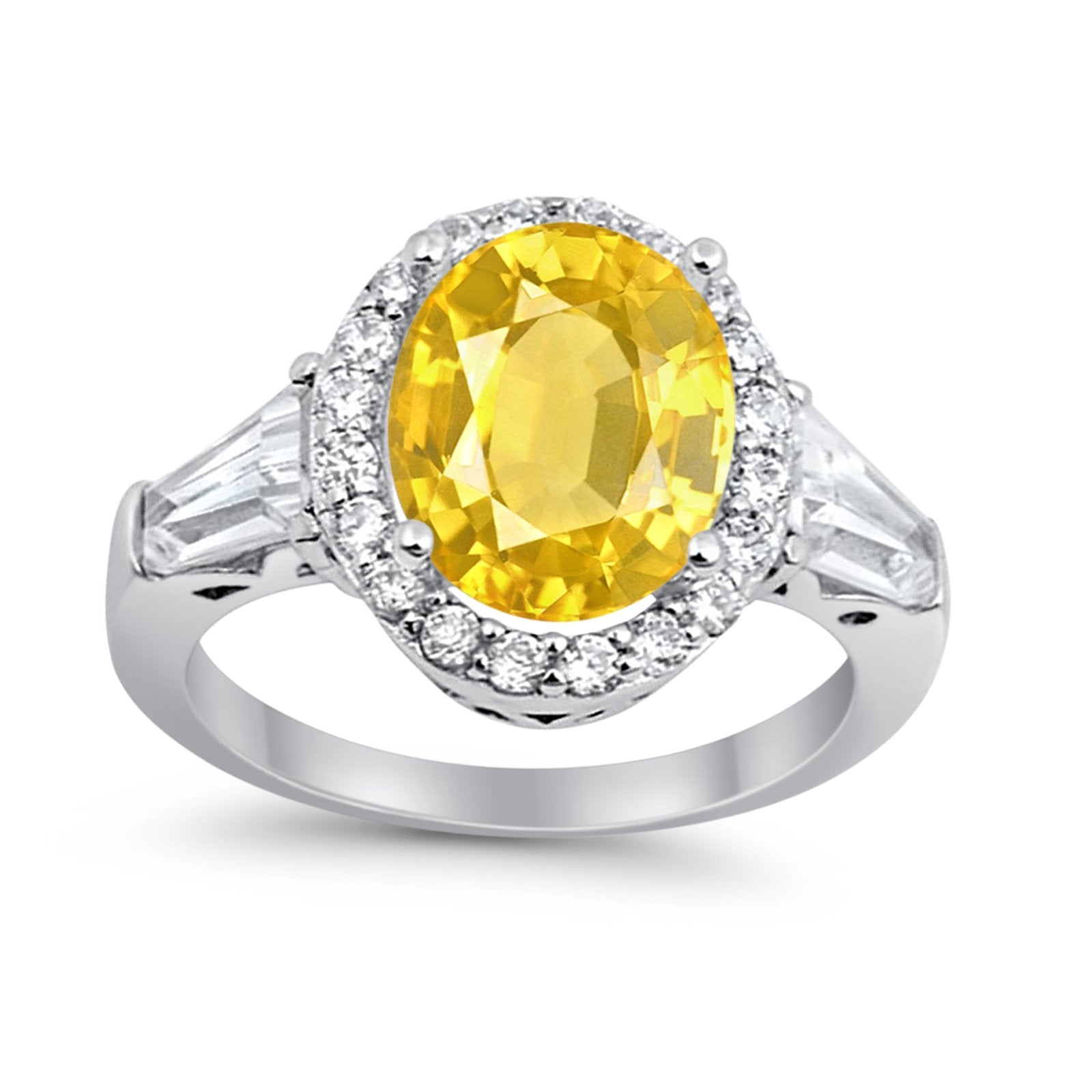 Halo Fashion Ring Round Baguette Simulated CZ 925 Sterling Silver