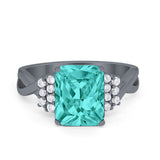 Wedding Ring Emerald Cut Simulated Cubic Zirconia 925 Sterling Silver