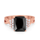 Wedding Ring Emerald Cut Simulated Cubic Zirconia 925 Sterling Silver