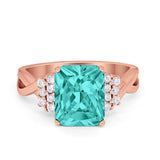 Wedding Ring Emerald Cut Simulated Cubic Zirconia 925 Sterling Silver