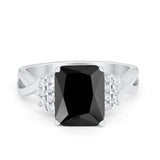 Wedding Ring Emerald Cut Simulated Cubic Zirconia 925 Sterling Silver