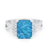 Wedding Ring Emerald Cut Simulated Cubic Zirconia 925 Sterling Silver