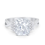 Wedding Ring Emerald Cut Simulated Cubic Zirconia 925 Sterling Silver