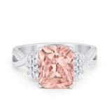 Wedding Ring Emerald Cut Simulated Cubic Zirconia 925 Sterling Silver