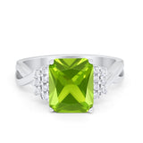 Wedding Ring Emerald Cut Simulated Cubic Zirconia 925 Sterling Silver