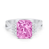 Wedding Ring Emerald Cut Simulated Cubic Zirconia 925 Sterling Silver